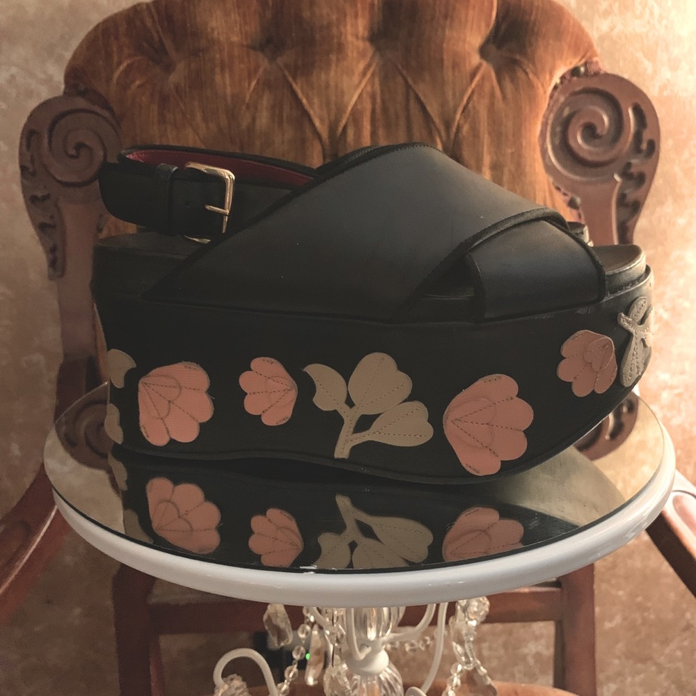 MARNI Platform floral wedges